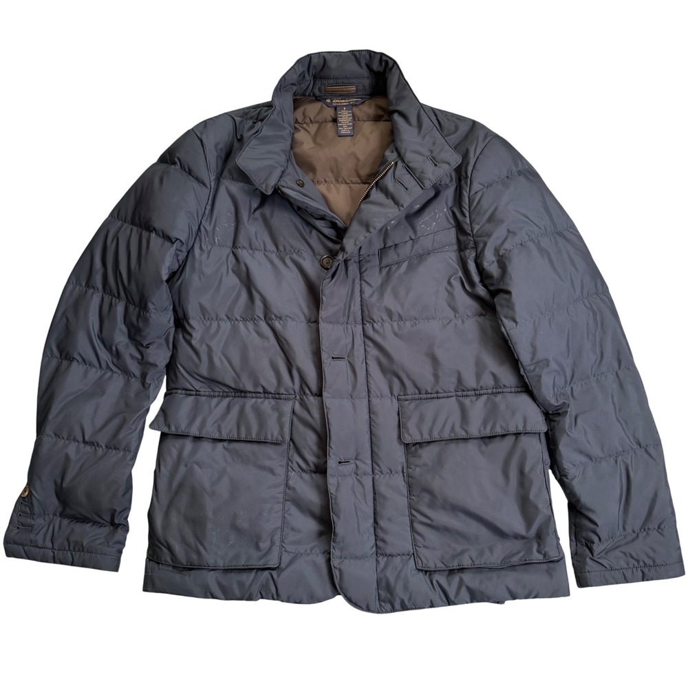Brooks Brothers Mens Navy Blue Down Puffer Jacket Quilted Field Coat Small